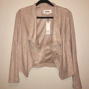 NWT BB Dakota Faux Suede Drape Front Jacket